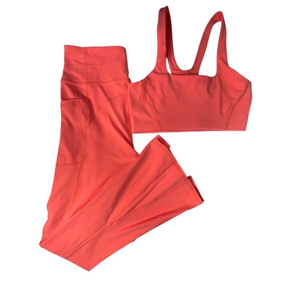 Free People Movement Never Better Flare Pants and workout Top set size S Coral - Picture 2 of 12